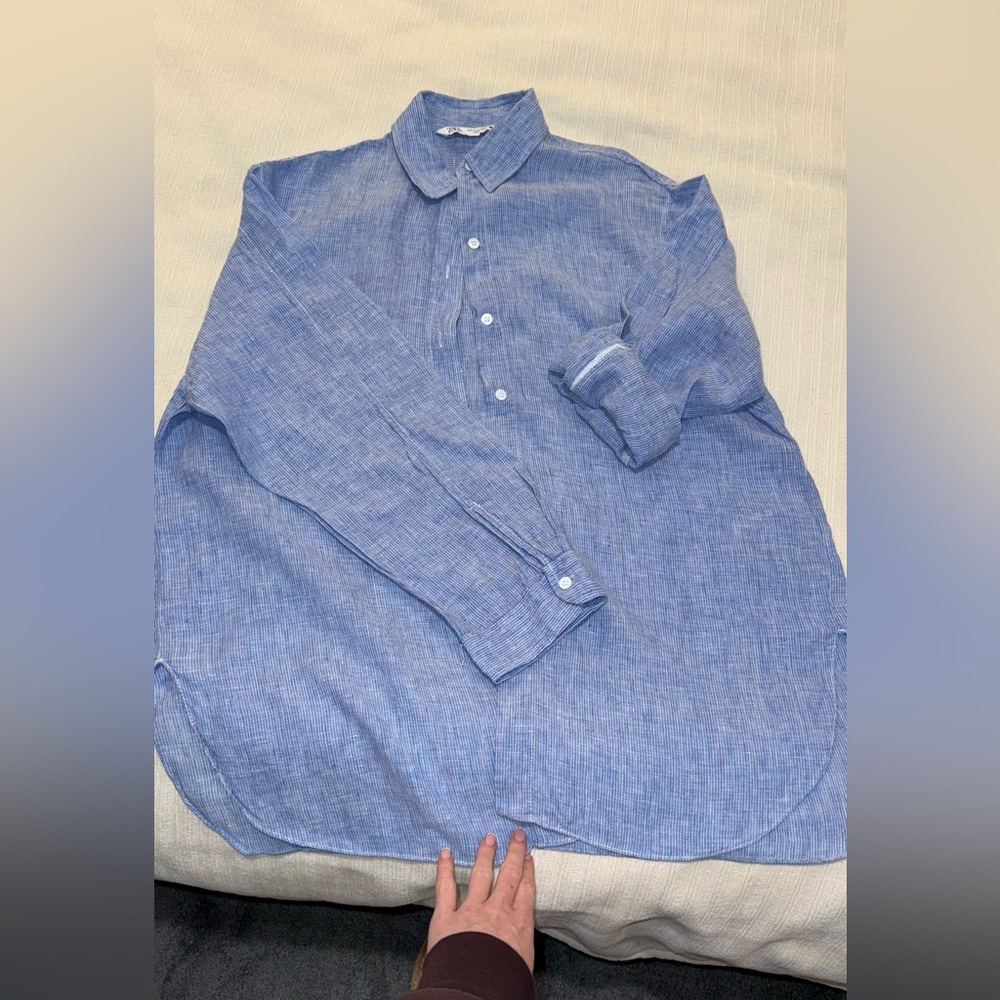 Zara Light Blue Casual Button-Down Shirt